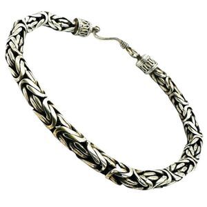 925 Sterling Silver Bali Byzantine Unisex Vintage Bracelet  8.75” 26.5g 5mm Viki